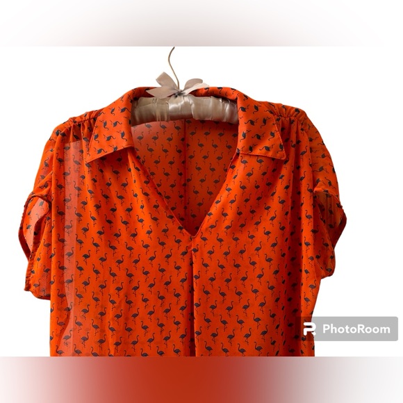 NWOT Women’s 🦩 Flamingo Print Summer Boutique Dress In Orange And Blue Size S - Picture 9 of 10